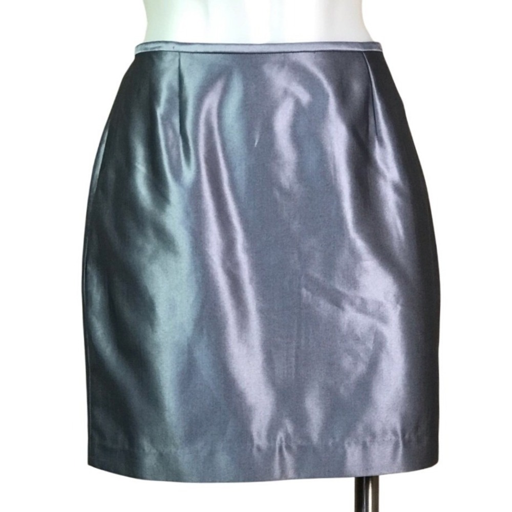 CALVIN KLEIN SILVER PEWTER METALLIC MINI SKIRT